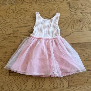 Mini Boden Pink and White Striped Tulle  Dress